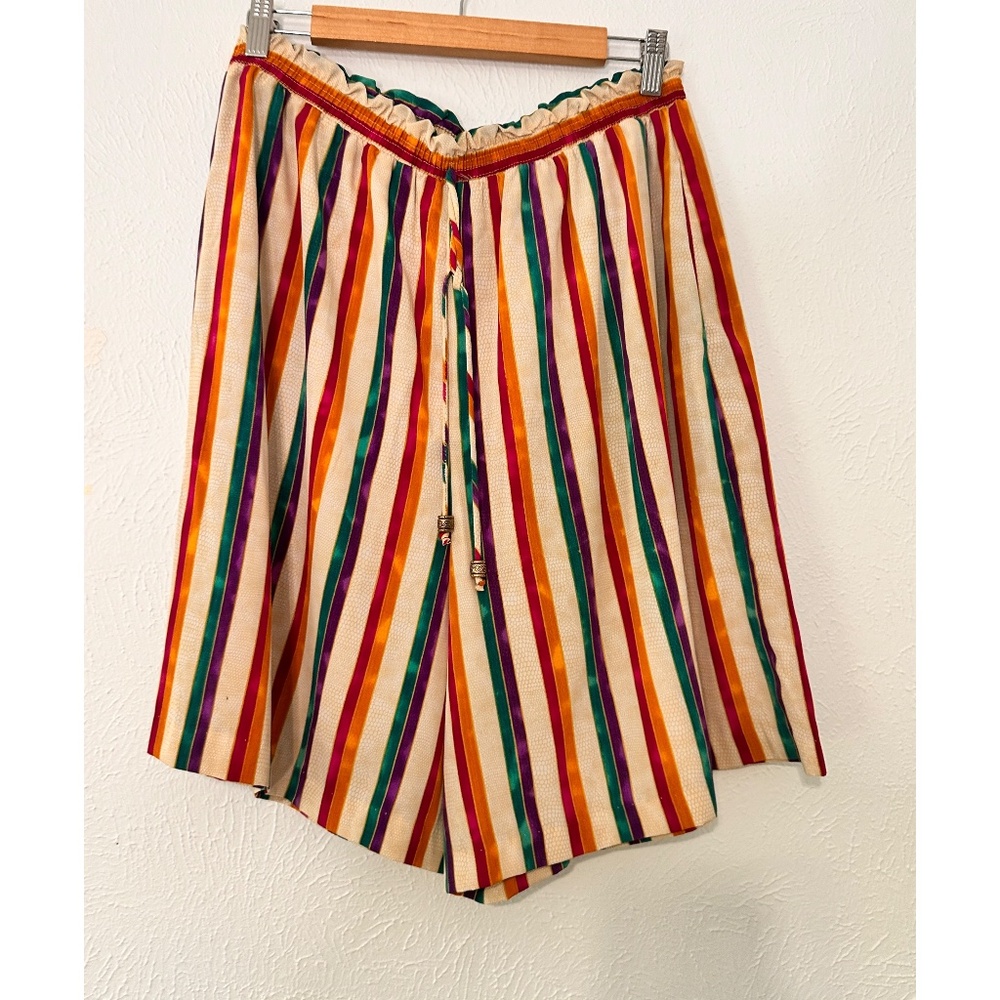 Maggie Sweet 90's Elastic Waist Multicolored Shorts W/ Pockets, Lg